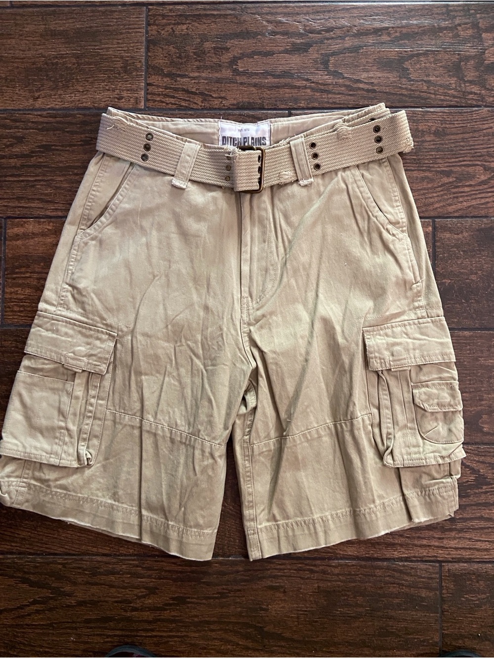 Men's Tan Cargo Shorts with Web Belt Ditch Plains New York Size 30